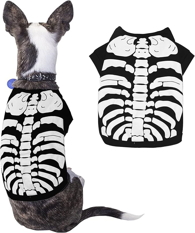 Halloween Skeleton Costumes for Pets Dogs Cats Funny Pets Kitten Puppies Dress Up Apparel Clothes (Skeleton