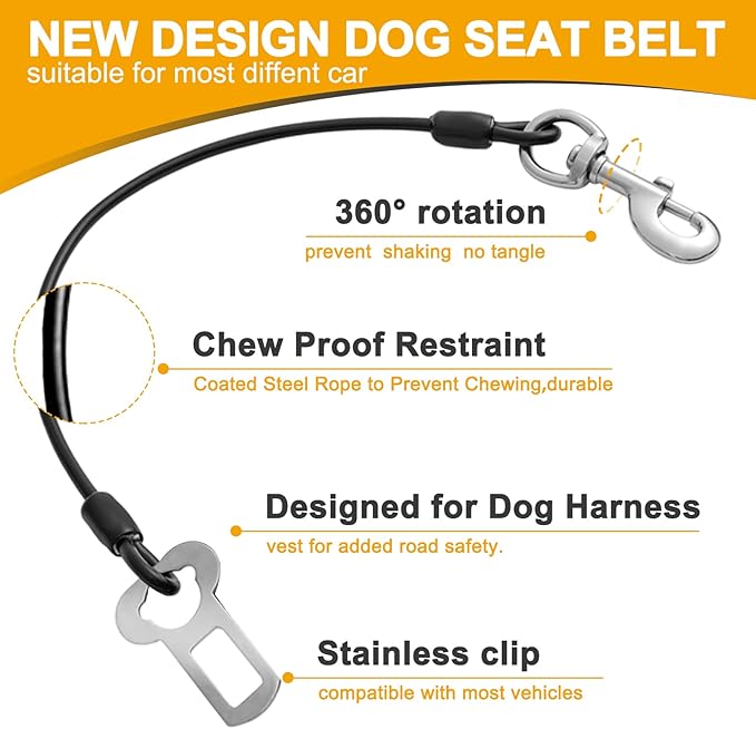 Dog Car Harnesses.Dog Car Seatbelt Made of Coated (40 inch/100