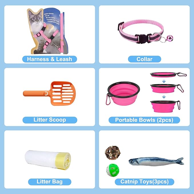 Cat Travel Carrier Bag Soft-Sided & Folding Cat Travel Litter Box 15pcs Cat 20LBs Pets