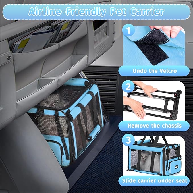 Airline Approved Pet Carrier with Wheels 20 lbs,