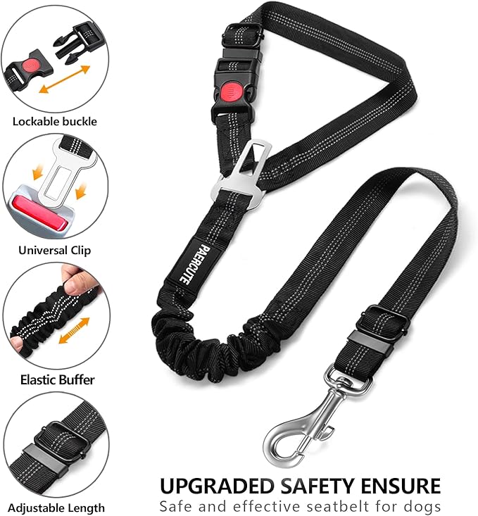 3 Piece Set Dog Seat Belt Retractable Dog