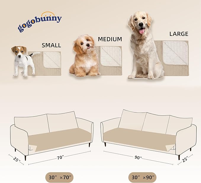 gogobunny 100% Double-Sided Waterproof Dog Bed Cover Pet Blanket Sofa Couch Furniture Protector for Puppy Large Dog Cat (30x90 Inch 1), Dark