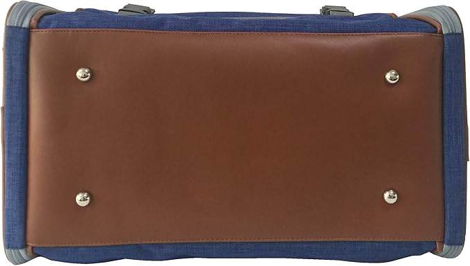 Mr. Peanut's Expandable Airline Approved Soft Sided Pet Carrier, Low Profile Gold Series Tote, Premium Brand Self Locking Zippers, Plush Faux Fleece Bedding with a Sturdy Plywood Base (Deja Blue)