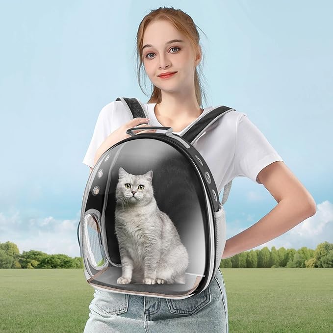Cat Carrier Backpack Portable Pet Travel Solution Pet 17Lb (Black)
