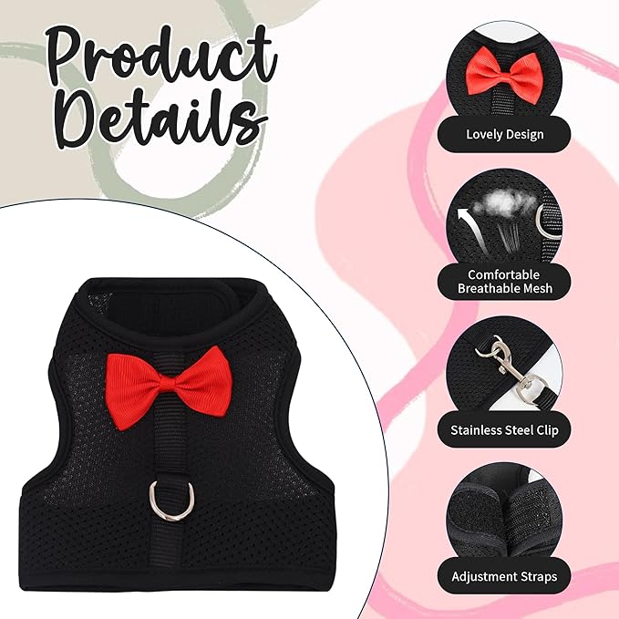 AIITLE Rabbit Harness and Leash Set with Cute Bow