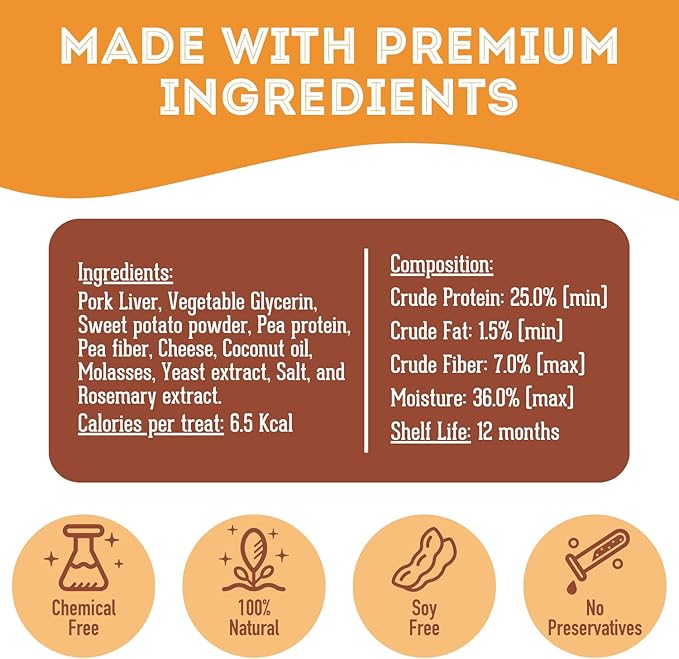 Soft & Chewy Cheese & Pork Treats for Dogs & Cats (6.17 oz 1) -