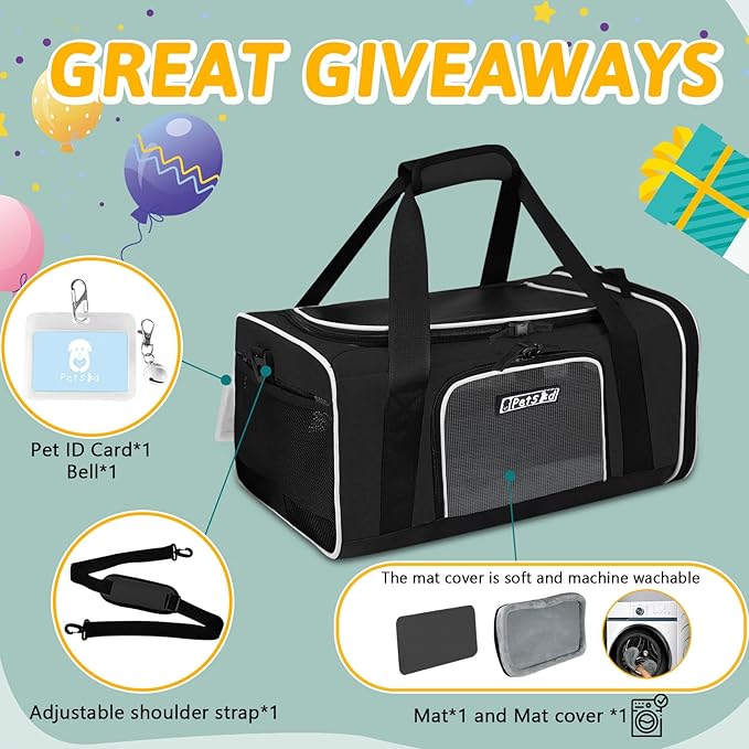 Petskd Pet Carrier 17x12x8.5 JetBlue Allegiant Airline Approved 1-13 LBS