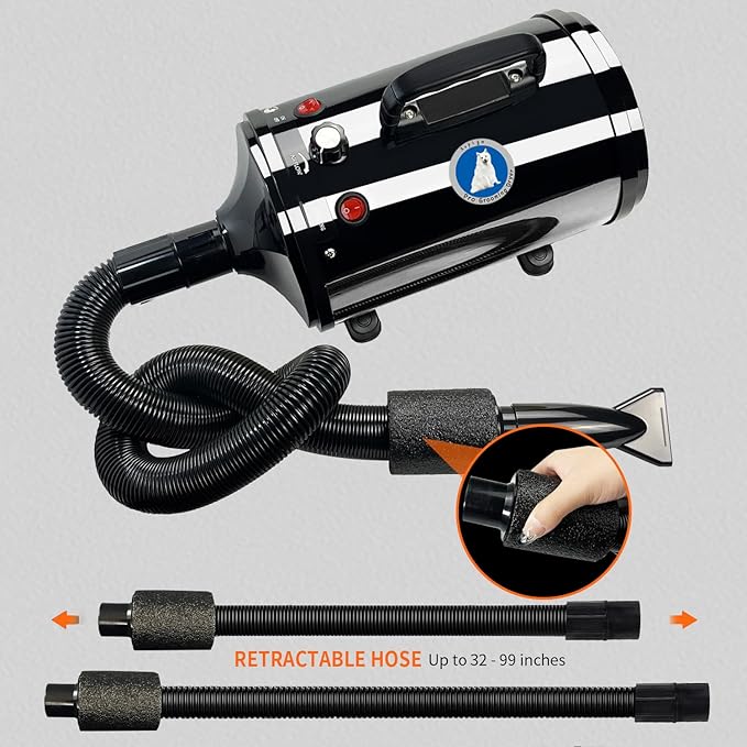 Grooming Dryer with Adjustable Speed and Temperature Control 4 Nozzles