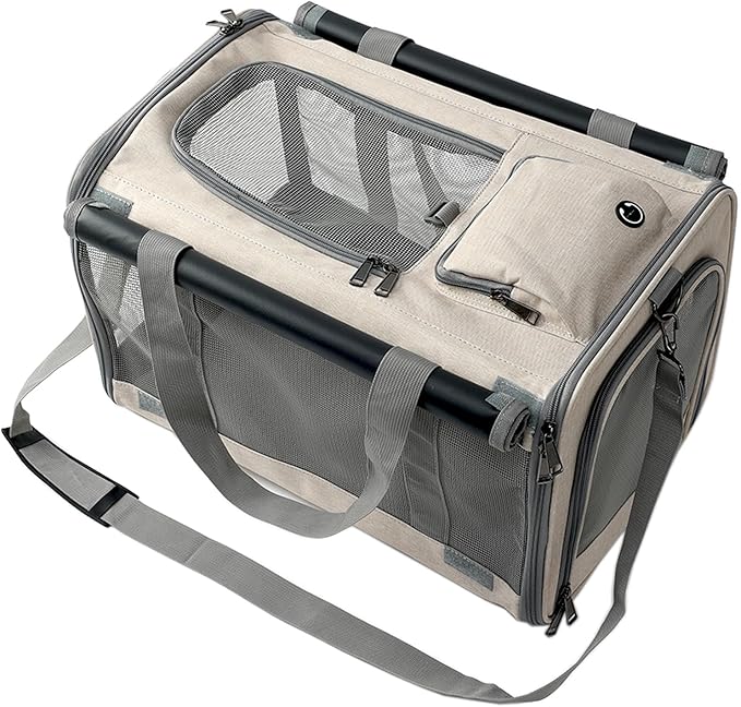 HSC PET Cat Carrier Small Dog Bag Soft Side Puppy Rabbit Bag Ourdoor Travel 360 Degree Windows,2 Shade