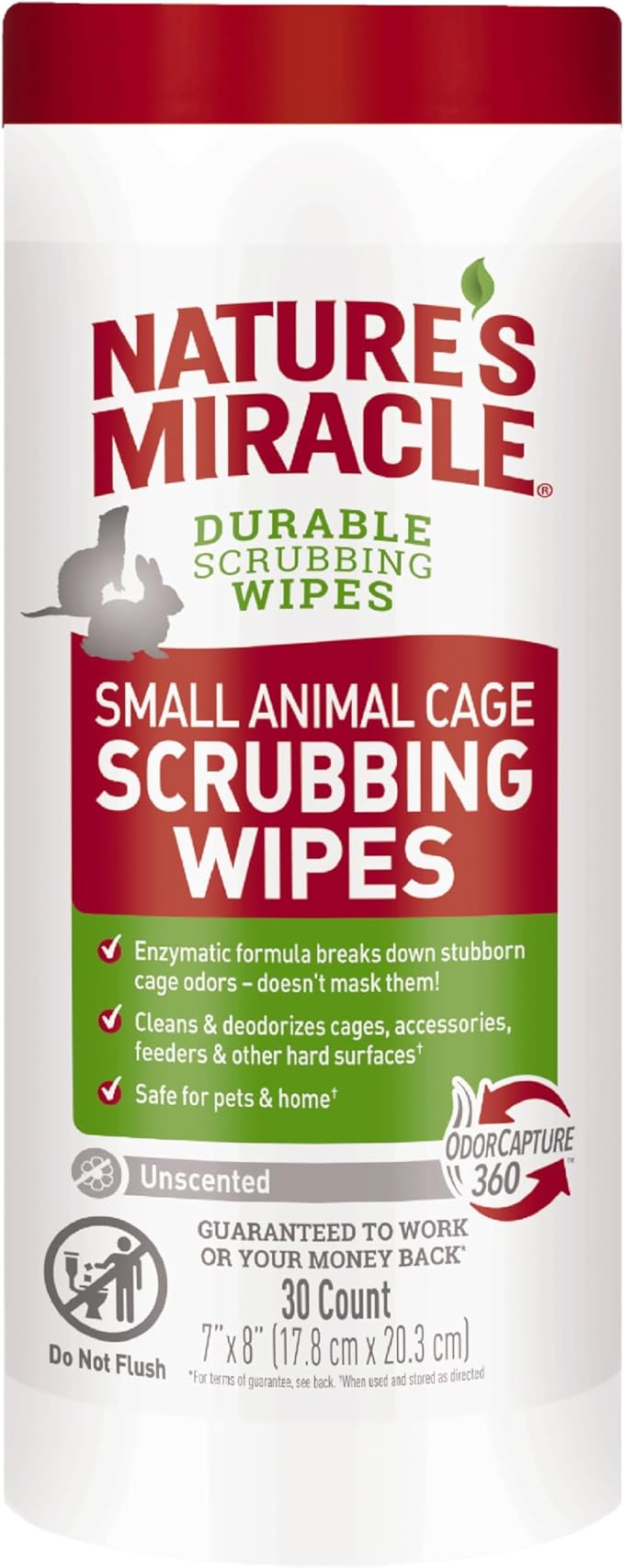Nature's Miracle Small Animal Cage Scrubbing Wipes 30Ct