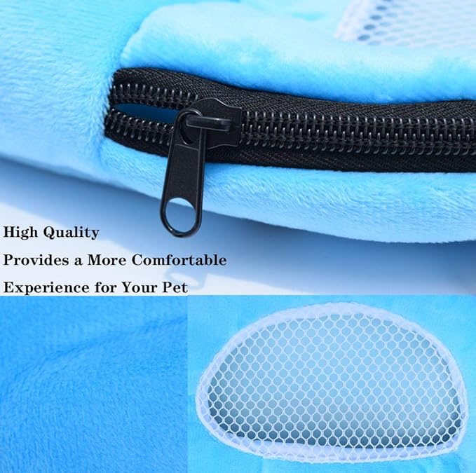 Hamster Carrier Bag, Upgraded Small Animal Bonding Soft Hedgehog Pouch Portable Outgoing Travel Bag with Adjustable Strap and Breathable Mesh for Squirrel Mice Sugar Glider Etc (Blue, L)