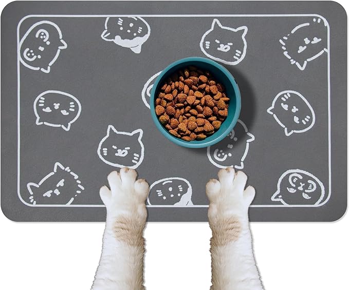 YCT Cat Food Mat for Pet Dog Food Mat Logo,24 x 16.9 inches,