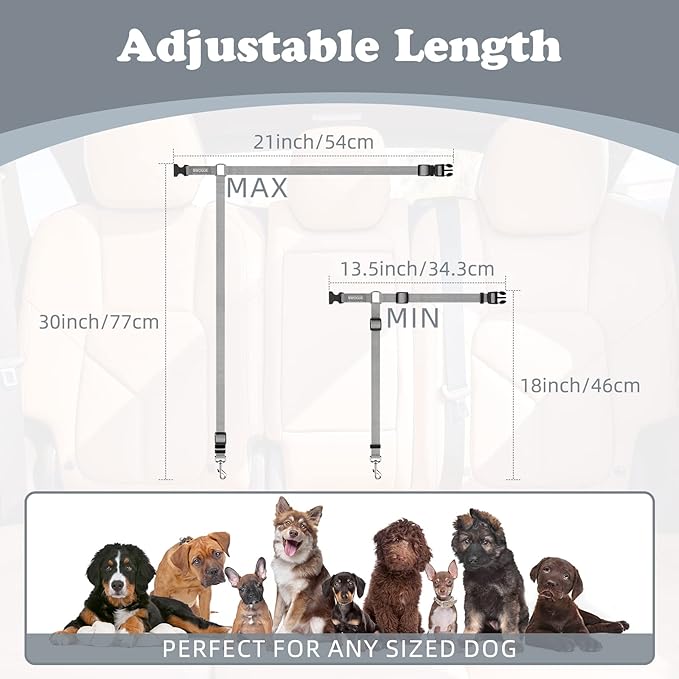 BWOGUE Pet Dog Cat Seat Belts (1 Pack)