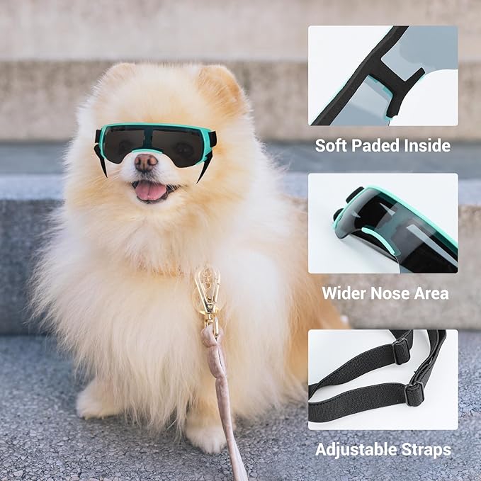 ENJOYING Dog Sunglasses Small Dog Goggles Anti-UV Doggy Glasses for Small Dogs Big Cats Impact/Wind/Dust/Fog Proof Puppy Eye Protection
