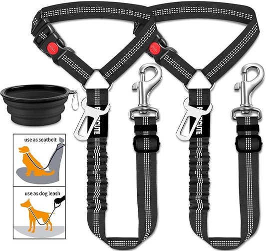 3 Piece Set Dog Seat Belt Retractable Dog