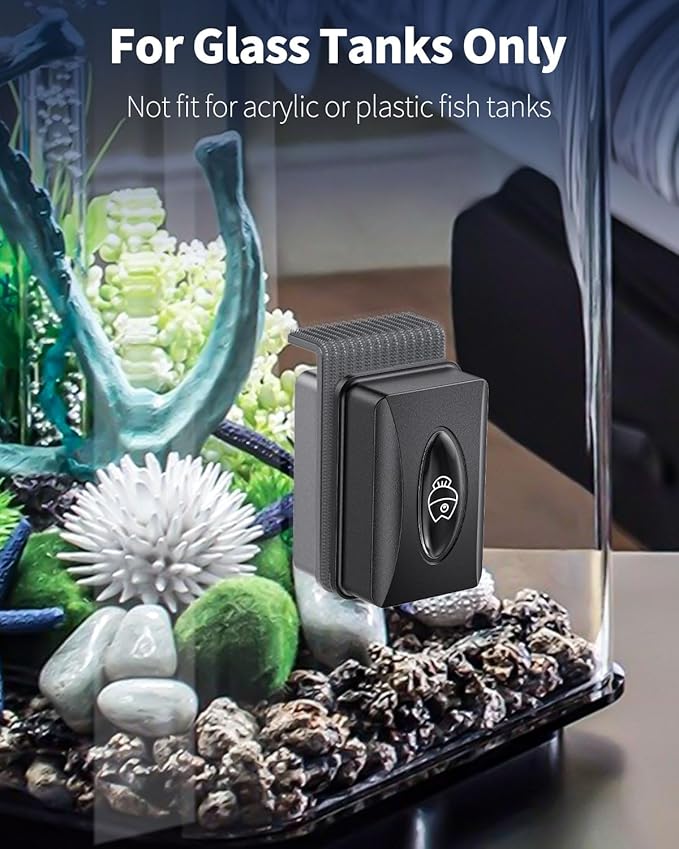Pawfly Aquarium Magnetic Brush Fish Tank Glass Cleaner 2 Inch 1/5 Inch 10 Gallons