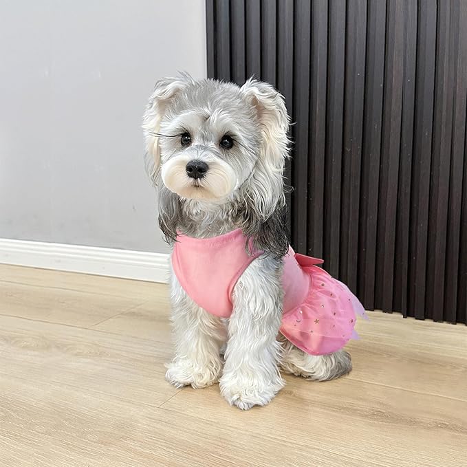 Idepet Princess Dog Dress Tulle Puppy Skirt Pet Apparel Dog Tutu with Bowknot