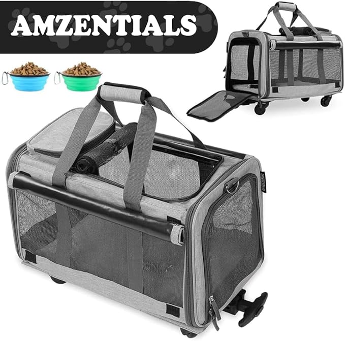 Kit Foldable Travel Bag for Small Pet Carrier with 2 Travel Water Bowl for Dogs
