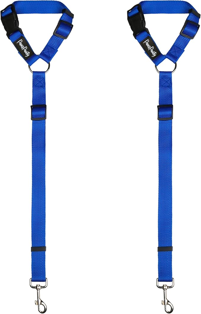 PawsPawty 2 Pack Headrest Dog Car Safety Seat 2-in-1 Leash