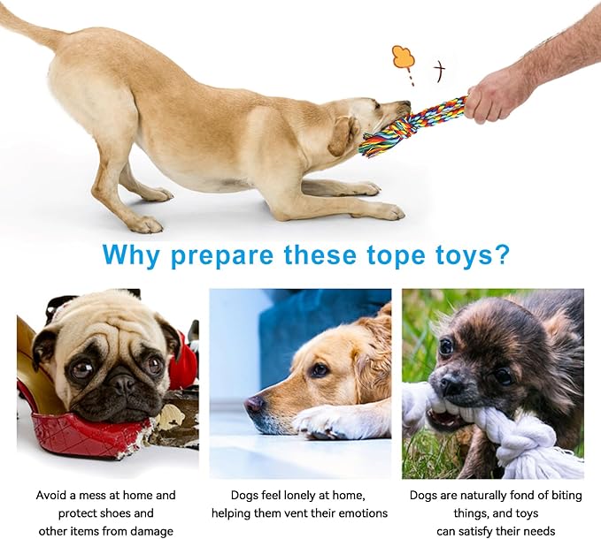 Integrated Puppy Scale 4 Dog RopeToy&15 Adjustable 33 lb,Length 11inch White