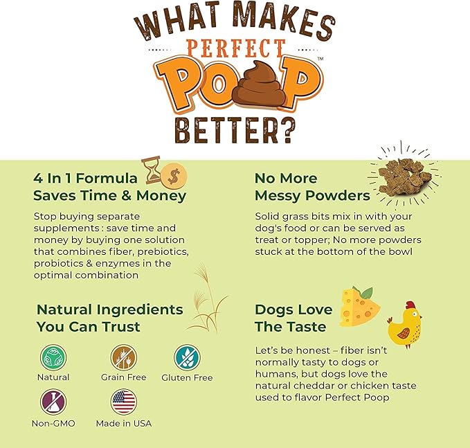 Perfect Poop Digestion & General Health Supplement for Dogs: Fiber 4.2 oz)