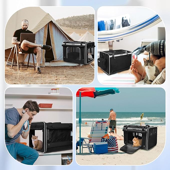 Petskd Extra Large Cat Carrier for 55LBS Pet Car Travel with Litter Box 24"x17"x17" Soft 5 Breathable