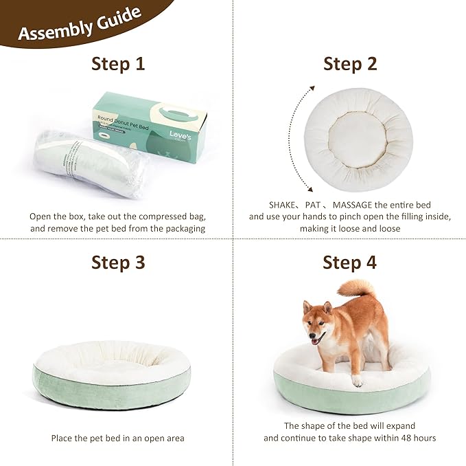 Love's cabin Round Donut Cat and Dog Cushion Bed 25in Pet