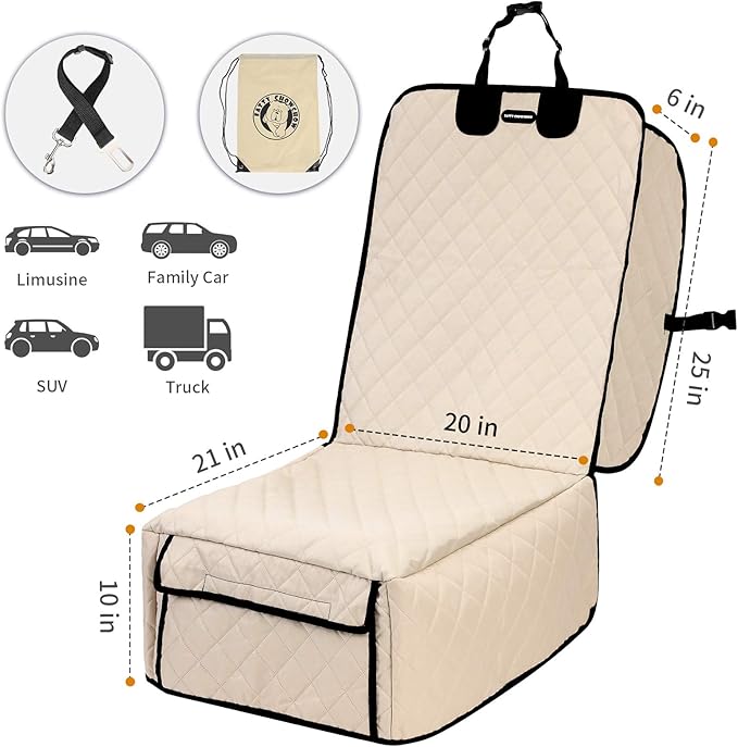 Dog Car Seat Covers 100% Waterproof Car Seat Protector for Pets Front Seat Scratch Proof Non-Slip Durable for Cars