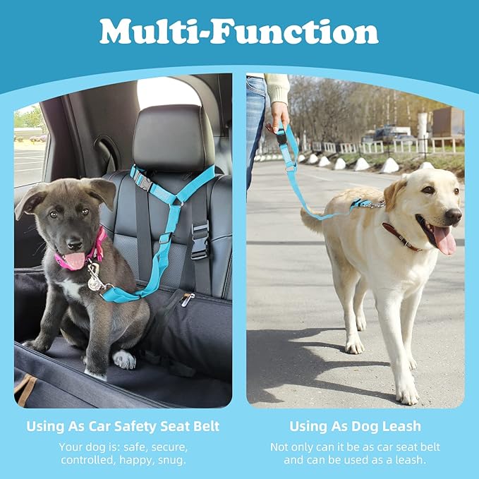 BWOGUE 2 Packs Dog Cat Safety Seat Belt