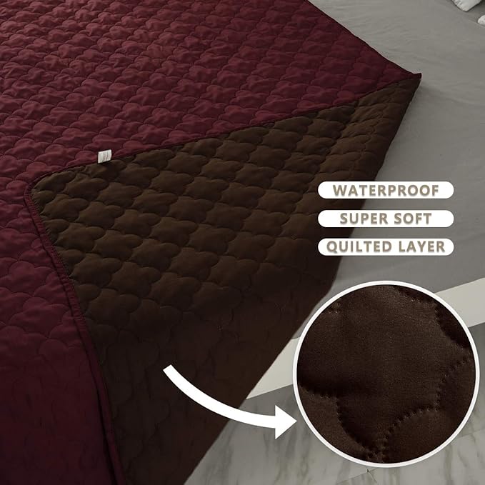 SPXTEX Dog Bed Covers Dog Pet Pads Puppy 1 Piece 82"x102" Burgundy+Chocolate