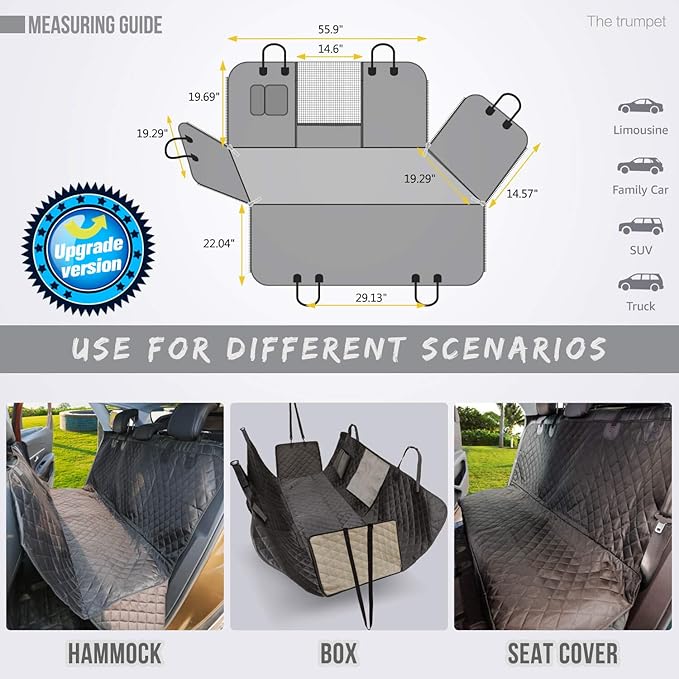 Vailge Dog Seat Cover for Back Seat 100% Waterproof