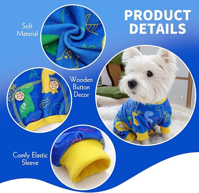 KYEESE Dog Pajama for Medium Dogs with Dinosaur Soft Material Stretchable Dog Pajamas Onesie Dog Apparel