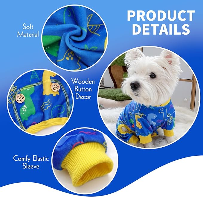 KYEESE Dog Pajama for Large Dogs with Dinosaur Soft Material Stretchable Dog Pajamas Onesie Dog Apparel