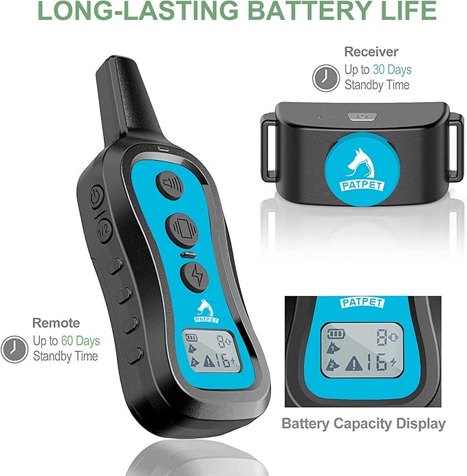 PATPET Dog Training Collar Dog Shock Collar with Remote 3 Training 1000 ft