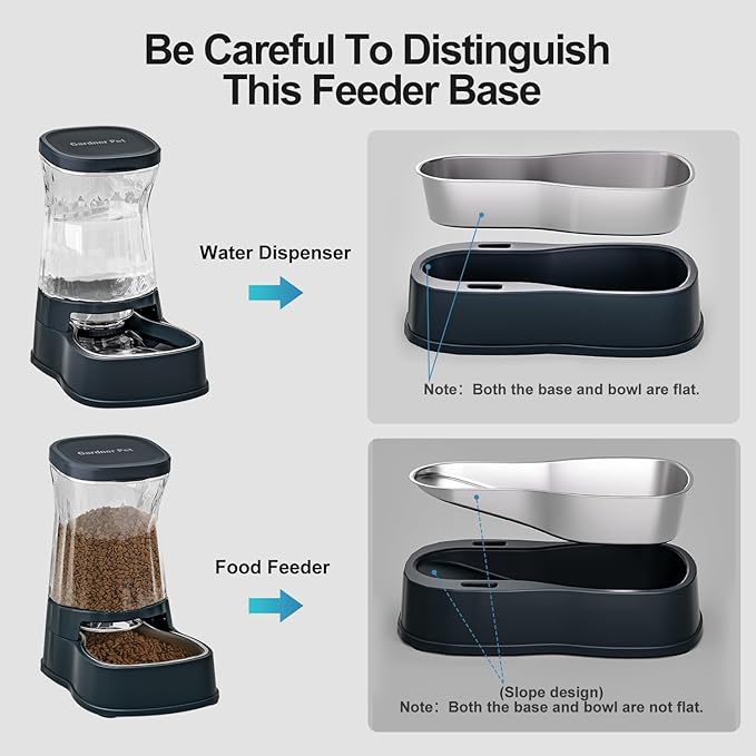 Gardner Pet Automatic Dog Water Dispenser Gravity Stainless Steel Water Waterer & Food Feeder Set -(1 Gallon x2)