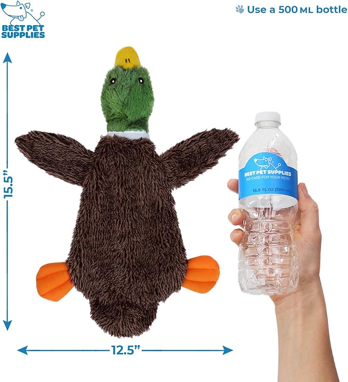 Best Pet Supplies 2-in-1 Stuffless Squeaky Dog Toys with Soft 1Wild Duck,