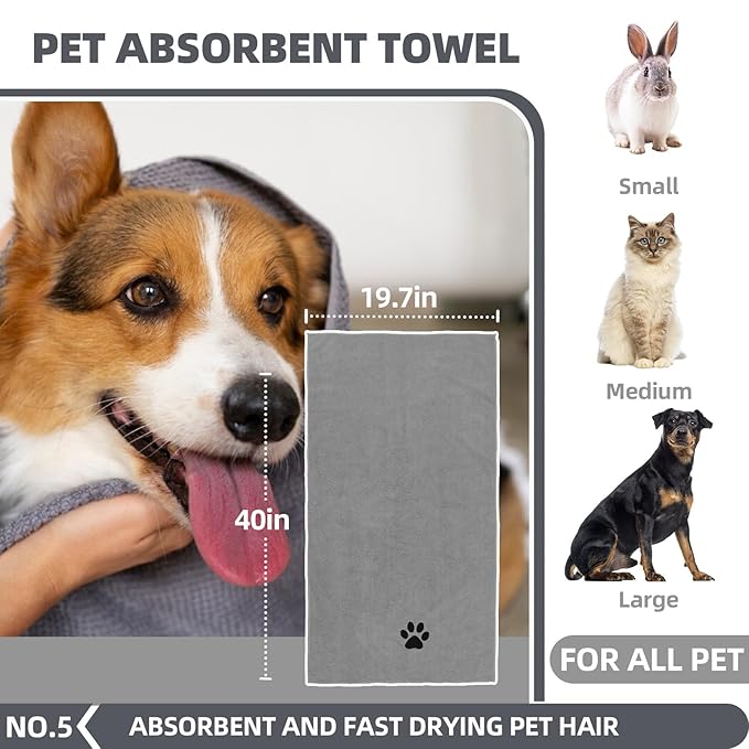 6-in-1 Grey Pet Grooming Kit: Hair Brush
