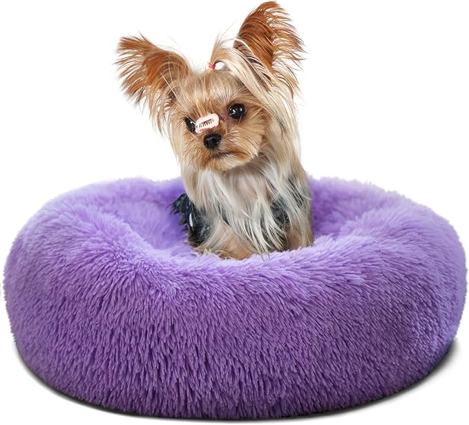 Fluffy Purple Dog Bed Extra Small Washable 15 inches 5 lbs