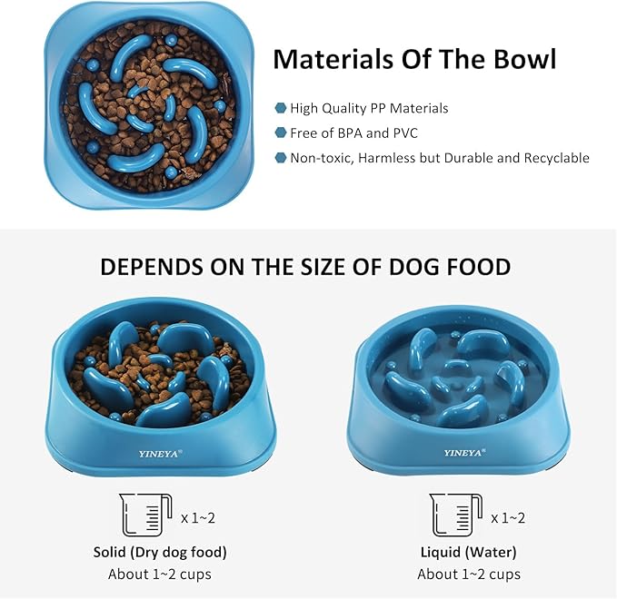2Pcs Slow Feeder Dog Bowls Large Breed