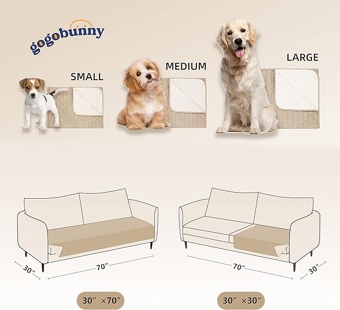 gogobunny 100% Double-Sided Waterproof Dog Bed Cover Pet Blanket Sofa Couch Furniture Protector for Puppy Large Dog Cat (30x30 Inch 1), Dark