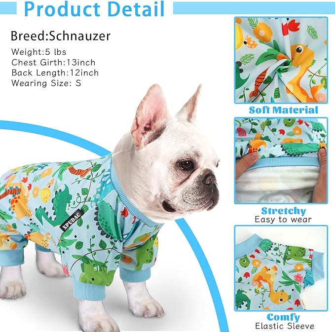 XPUDAC 4 Pack Dog Pajamas Soft Strechy Summer