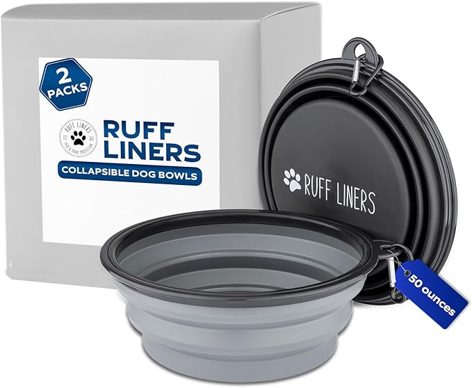 Set of 2 Collapsible Dog Bowls for Travel 1500ml Portable