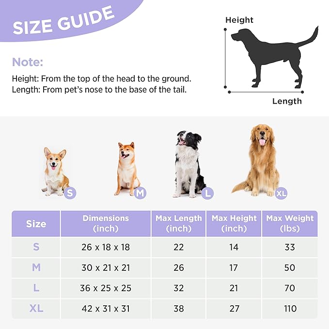 Lesure Soft Collapsible Dog Crate 26 Inch 4-Door Foldable