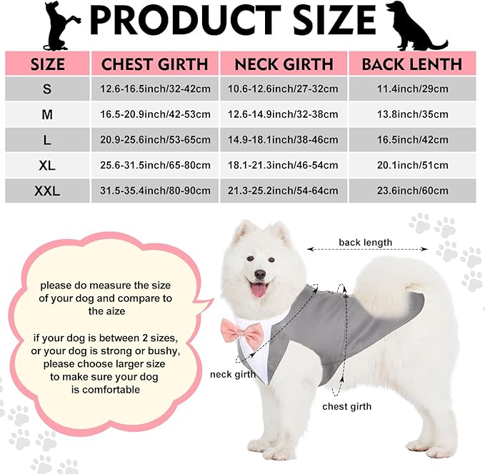 Weewooday Dog Tuxedo and Bandana Set Dogs Formal Tuxedo PET Wedding Party Suit Wedding Bow Tie Shirt for Wedding Christmas Birthday Costumes (Cool Style