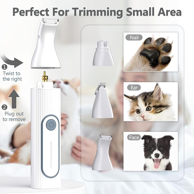 Dog Clippers Grooming Kit Hair Clipper -4 in 1Low Noise -Rechargeable-Cordless Quiet Paw Trimmer Nail Grinder