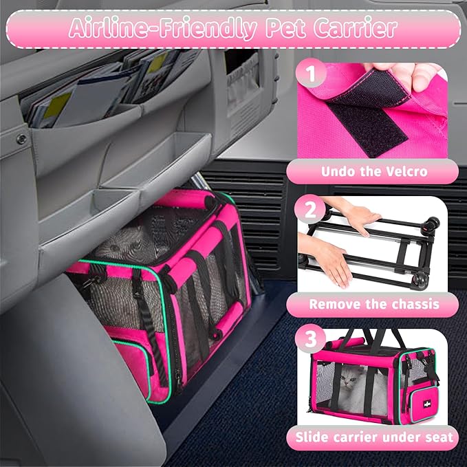 Airline Approved Pet Carrier with Wheels 20 lbs,