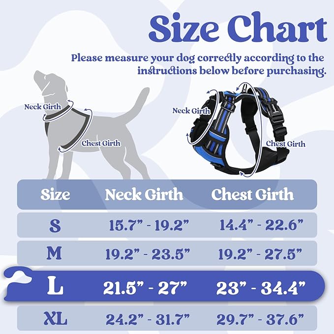 rabbitgoo Dog Harness for Large 3 Buckles,