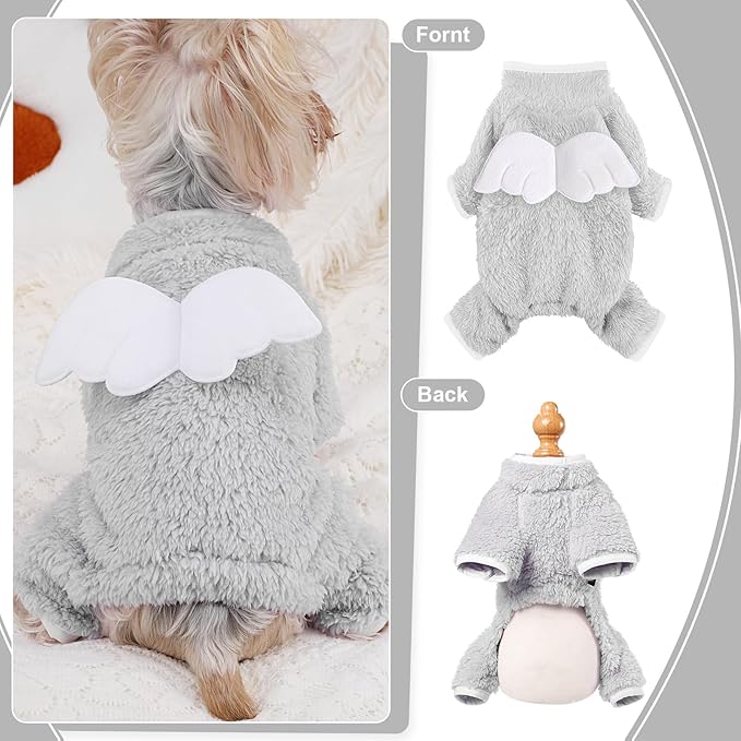 Dog Pajamas Small Dog Sweaters - Winter Warm Dog Jumpsuit, Soft and Stretchy 4 Legged Fleece Dog Clothes for Small Dogs Girl Boy (XX-Small, Grey)