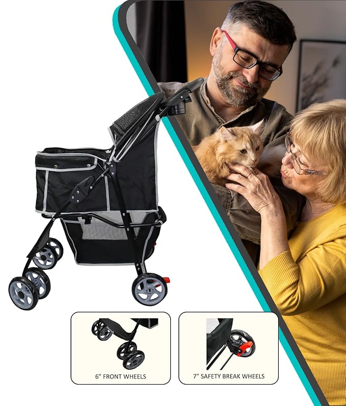 AmorosO 4 Wheels Pet Convenient Stroller