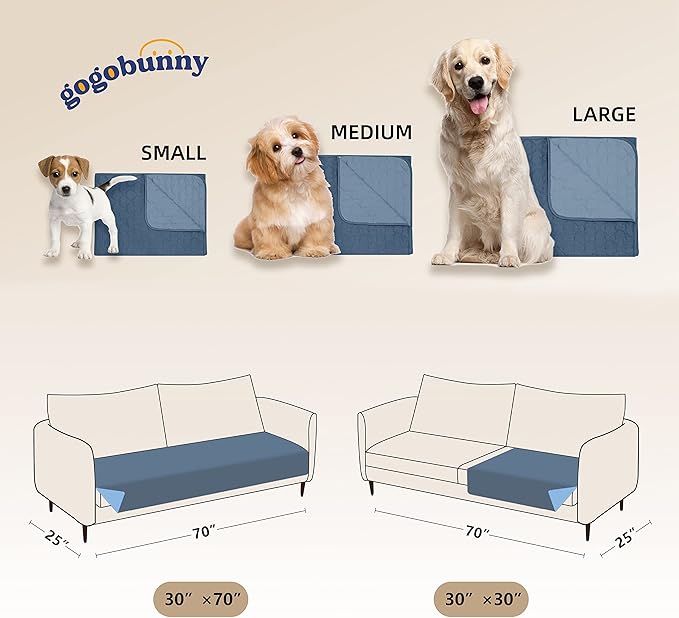 gogobunny 100% Double-Sided Waterproof Dog Bed Cover Pet Blanket Sofa Couch Furniture Protector for Puppy Large Dog Cat (32x53 Inch 1), Dark